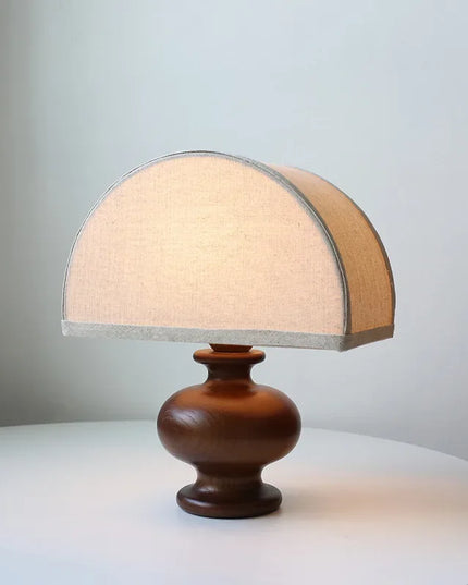 Linen table lamp solid wood log bedroom bedside living room atmosphere lamp homestay retro lamp Korean wabi-sabi style