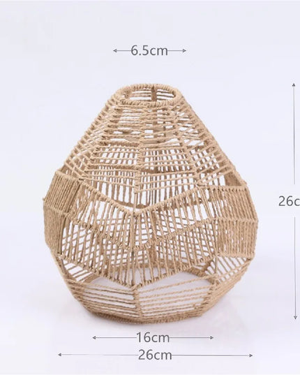 1PC Hand Weave Lampshade Rattan Hanging Lamp Shade Cafe Hotel Light Cover Ceiling Pendant Fixture For Home Restaurant Decors
