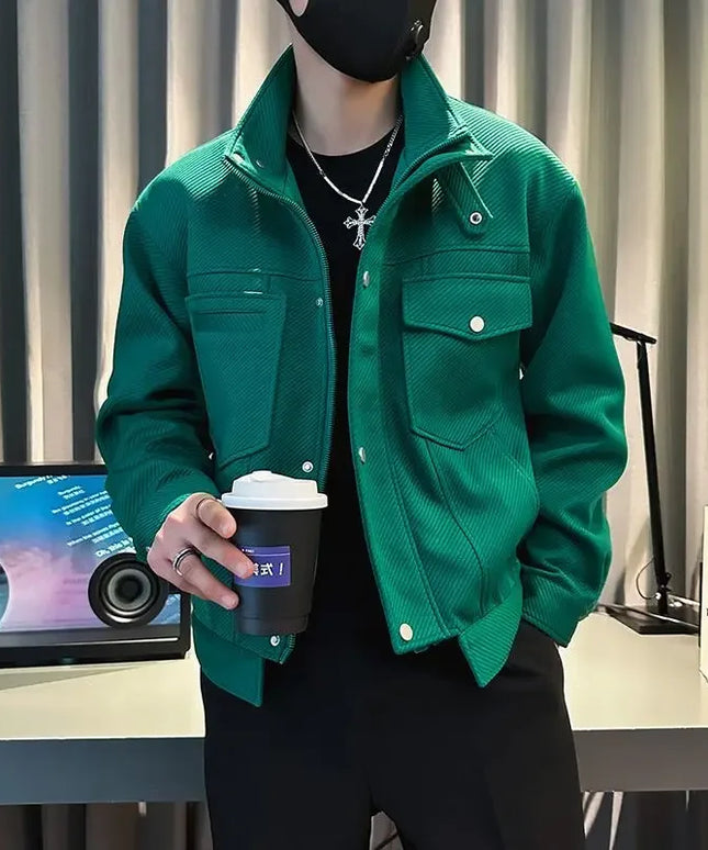 Jacket for Men Short Green Man Coat Cargo New in Y2k Cold High Quality Vintage Joker Luxury Designer Original Brands Cheap Sale