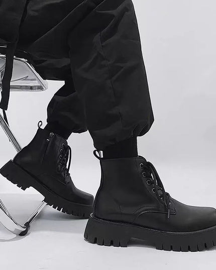 Shoes for Men Leather High-top Men Shoes British Leather High Quality Platform Boots Trend Tooling Mens Shoes Botas Para Hombre