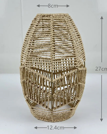 1PC Hand Weave Lampshade Rattan Hanging Lamp Shade Cafe Hotel Light Cover Ceiling Pendant Fixture For Home Restaurant Decors