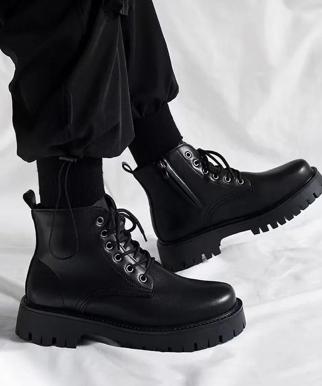 Shoes for Men Leather High-top Men Shoes British Leather High Quality Platform Boots Trend Tooling Mens Shoes Botas Para Hombre