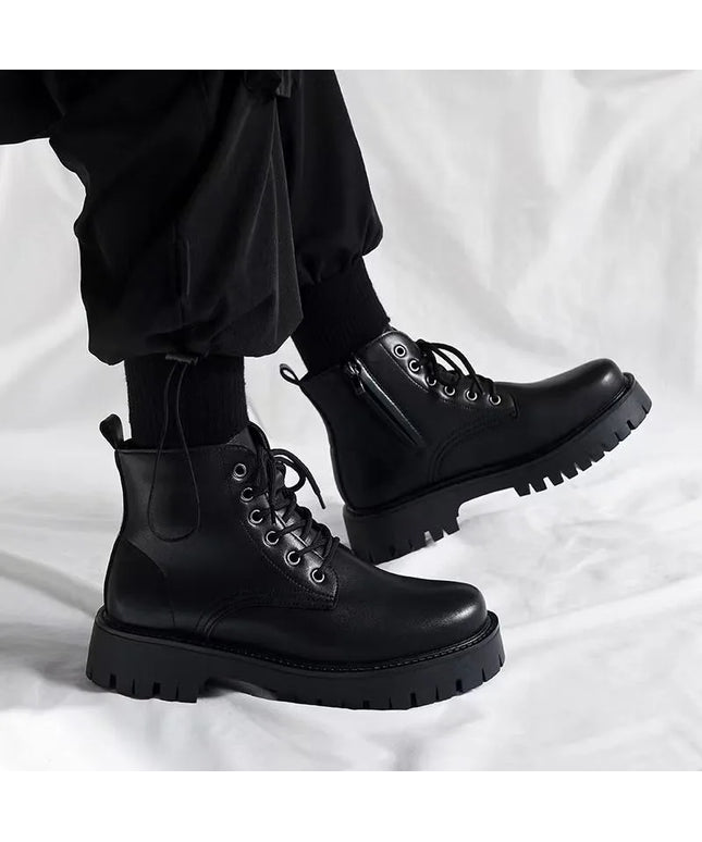 Shoes for Men Leather High-top Men Shoes British Leather High Quality Platform Boots Trend Tooling Mens Shoes Botas Para Hombre