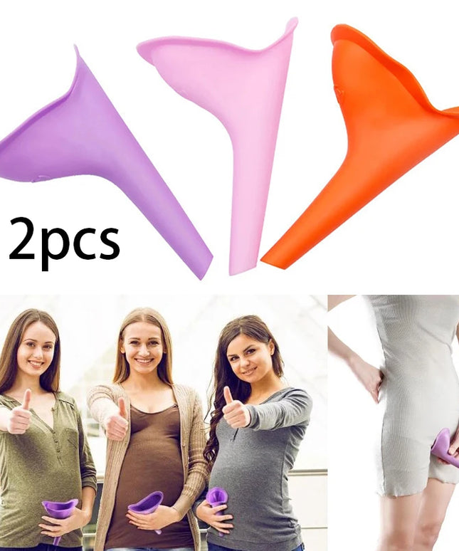 2pcs Woman Standing Piss Portable Toilet Urinal Camping Tent Outdoor Travel Emergency Soft Silicone Pee Funnel Urine Toilet