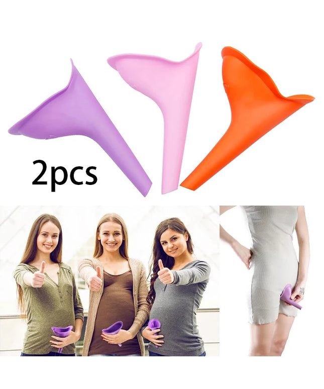2pcs Woman Standing Piss Portable Toilet Urinal Camping Tent Outdoor Travel Emergency Soft Silicone Pee Funnel Urine Toilet