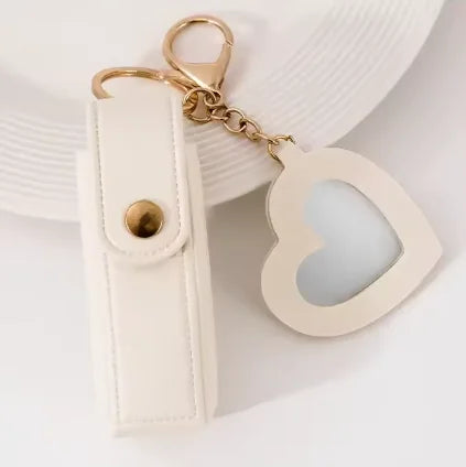 Portable Lipstick Bags Keychain Mini Wallet Storage Bag Key Chain Women Lipsticks Protective Key Ring With Makeup Mirror jewelry