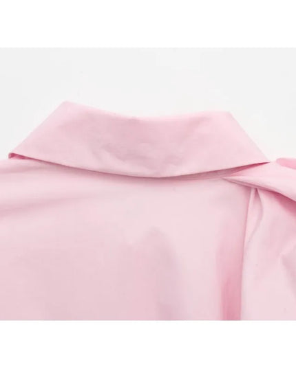 Women Poplin Shirt Spring Long Sleeve Female Shirts Casual Shoulder with Added Volume Pleated Women's Party Shirts & Blouses