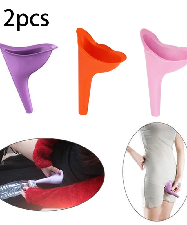 2pcs Woman Standing Piss Portable Toilet Urinal Camping Tent Outdoor Travel Emergency Soft Silicone Pee Funnel Urine Toilet