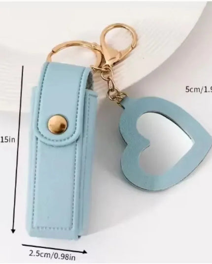 Portable Lipstick Bags Keychain Mini Wallet Storage Bag Key Chain Women Lipsticks Protective Key Ring With Makeup Mirror jewelry