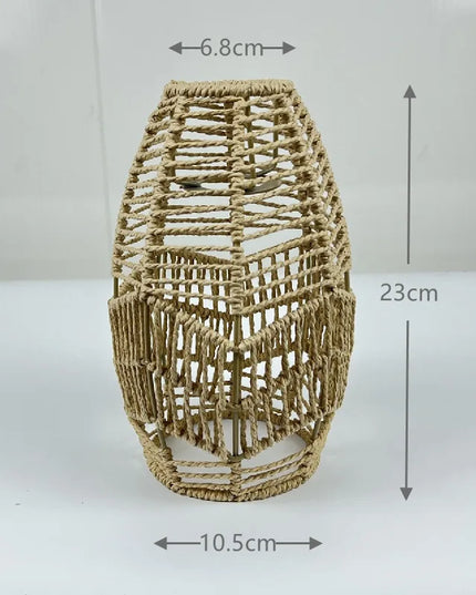 1PC Hand Weave Lampshade Rattan Hanging Lamp Shade Cafe Hotel Light Cover Ceiling Pendant Fixture For Home Restaurant Decors