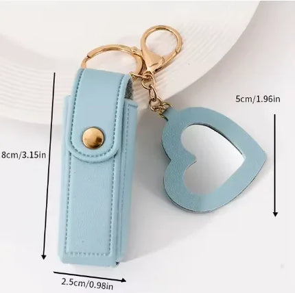 Portable Lipstick Bags Keychain Mini Wallet Storage Bag Key Chain Women Lipsticks Protective Key Ring With Makeup Mirror jewelry