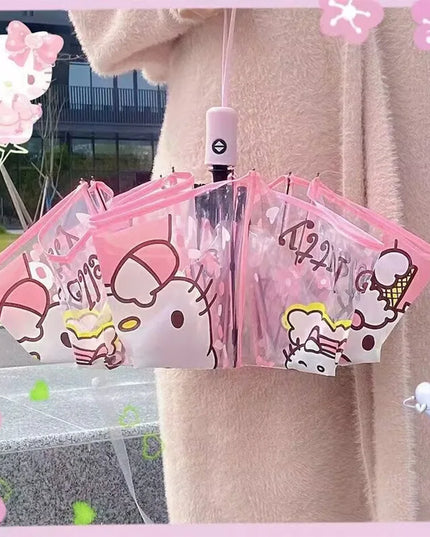 Cartoon Stitch Portable Folding Umbrella Cute Stitch Automatic Transparent Umbrellas Fashion Manual Umbrella Birthday Gift