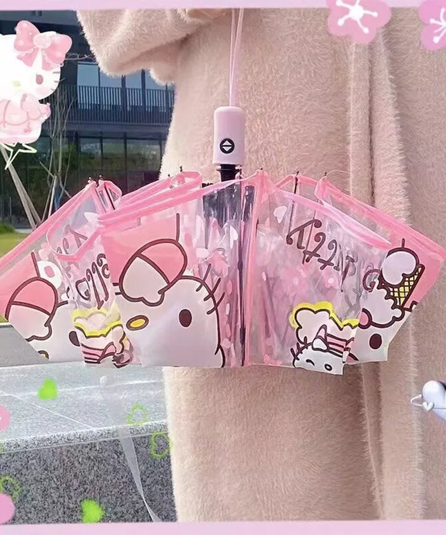 Cartoon Stitch Portable Folding Umbrella Cute Stitch Automatic Transparent Umbrellas Fashion Manual Umbrella Birthday Gift