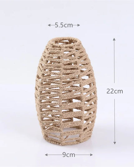 1PC Hand Weave Lampshade Rattan Hanging Lamp Shade Cafe Hotel Light Cover Ceiling Pendant Fixture For Home Restaurant Decors