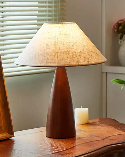 Solid Wood Retro fabric desk lamp Indoor decor Atmosphere Bedroom Bedside living room Tea Room Study Lamp