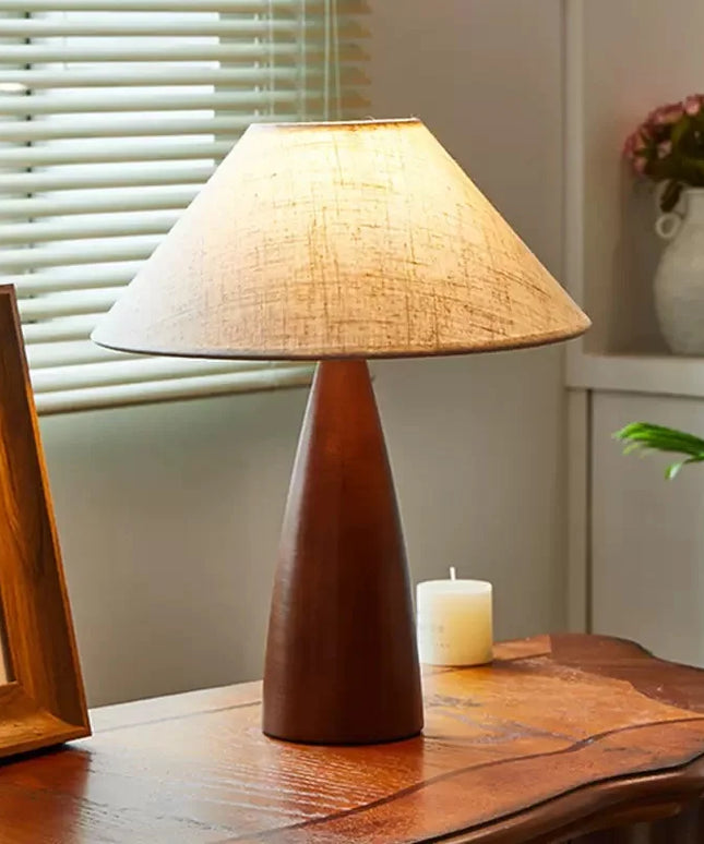 Solid Wood Retro fabric desk lamp Indoor decor Atmosphere Bedroom Bedside living room Tea Room Study Lamp