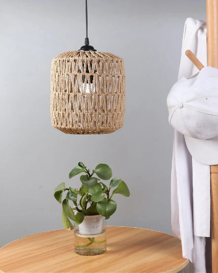 1PC Hand Weave Lampshade Rattan Hanging Lamp Shade Cafe Hotel Light Cover Ceiling Pendant Fixture For Home Restaurant Decors