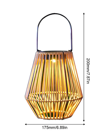 Solar colgante Linterna de ratán Luz solar al aire libre Balcón Lámpara de araña de bambú Atmósfera Lámpara solar tejida Decoración de jardín