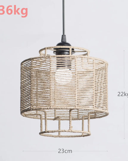 1PC Hand Weave Lampshade Rattan Hanging Lamp Shade Cafe Hotel Light Cover Ceiling Pendant Fixture For Home Restaurant Decors