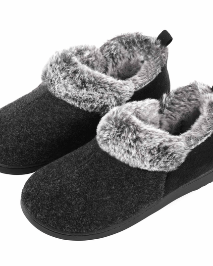 Women's Cozy Plush Household Shoes, Fuzzy Fleece Liner Package Heel Memory Foam Slip-on Shoes, Women's Footwear