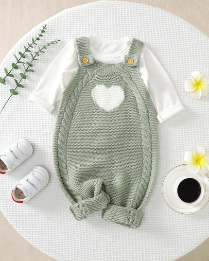 Baby Clothing Girl Baby Bodysuit Baby Love Jacquard Boys Knitted Bodysuit, Suitable For Indoor And Outdoor Wear