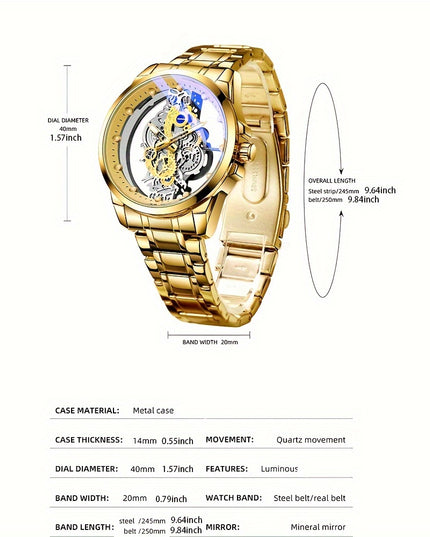 Men Women Stainless Steel Quartz Watch Luminous Luxury Fashion Hollow Out Skeleton Wrist Watch Unisex