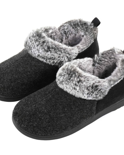 Women's Cozy Plush Household Shoes, Fuzzy Fleece Liner Package Heel Memory Foam Slip-on Shoes, Women's Footwear