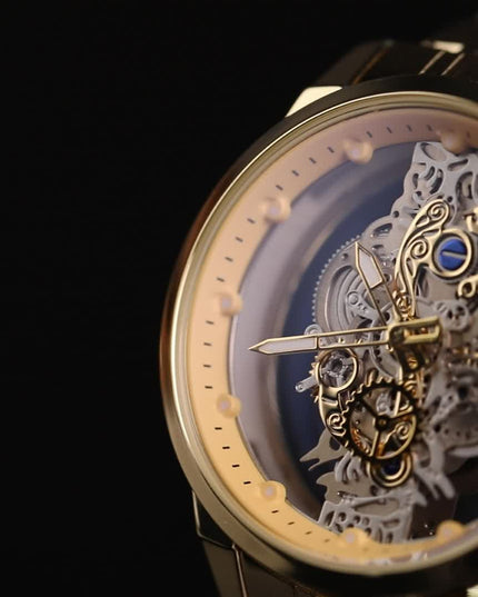 Men Women Stainless Steel Quartz Watch Luminous Luxury Fashion Hollow Out Skeleton Wrist Watch Unisex