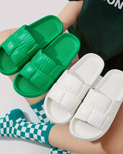 Elegant Women's Pillow Slides - Cushioned, Non-slip, Easy Slip-On Indoor Slippers, Minimalist and Stylish Comfort Footwear