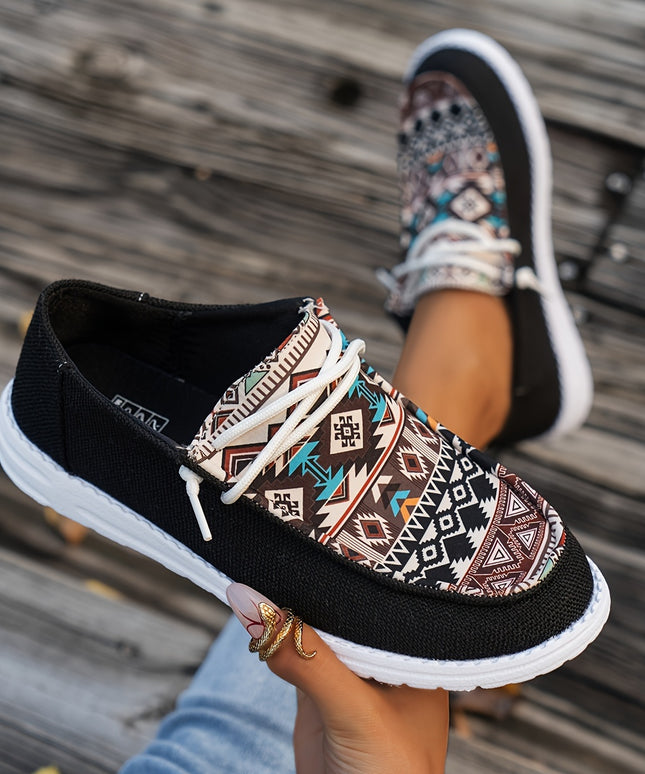 Womens Retro Floral Skate Shoes - Ultra-Comfortable Slip-On Sneakers with Trendy Color Block Design - Fashion Casual Footwear for Everyday Style