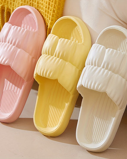 Elegant Women's Pillow Slides - Cushioned, Non-slip, Easy Slip-On Indoor Slippers, Minimalist and Stylish Comfort Footwear