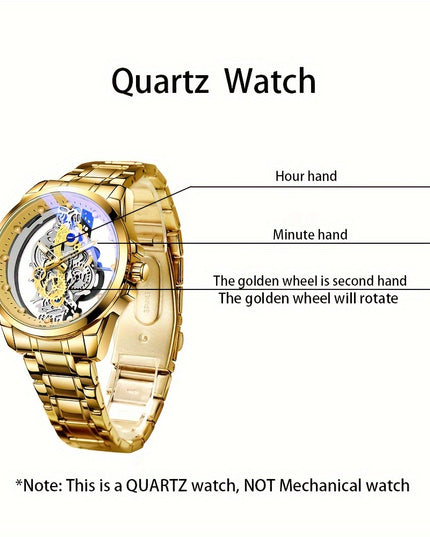 Men Women Stainless Steel Quartz Watch Luminous Luxury Fashion Hollow Out Skeleton Wrist Watch Unisex