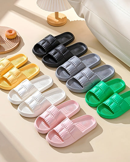 Elegant Women's Pillow Slides - Cushioned, Non-slip, Easy Slip-On Indoor Slippers, Minimalist and Stylish Comfort Footwear