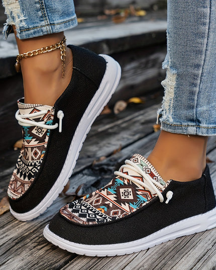 Womens Retro Floral Skate Shoes - Ultra-Comfortable Slip-On Sneakers with Trendy Color Block Design - Fashion Casual Footwear for Everyday Style