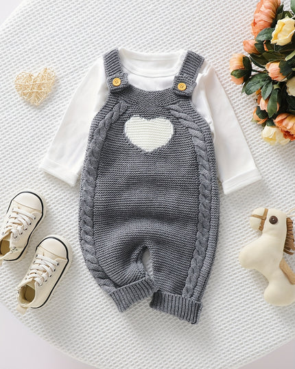 Baby Clothing Girl Baby Bodysuit Baby Love Jacquard Boys Knitted Bodysuit, Suitable For Indoor And Outdoor Wear