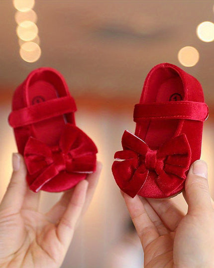 Baby Girls Mary Jane Flats With Bowknot First Walker Shoes Crib Shoes Princess Wedding Party Christmas Dress Shoes