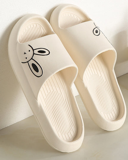 Ultra-Comfy Womens Kawaii Rabbit Pillow Slides - Soft Non-slip EVA Open Toe Slippers for Indoor Home Relaxation - Durable & Quick-dry Bathroom Slippers