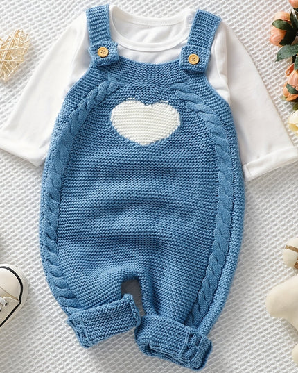 Baby Clothing Girl Baby Bodysuit Baby Love Jacquard Boys Knitted Bodysuit, Suitable For Indoor And Outdoor Wear