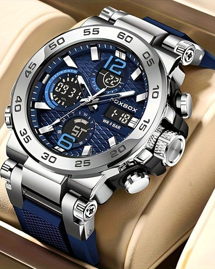 Men's Sports Watch, Dual Display Digital Quartz Watch, Alarm Clock Chronograph Multifunction Luminous Watch, Ideal choice for Gifts