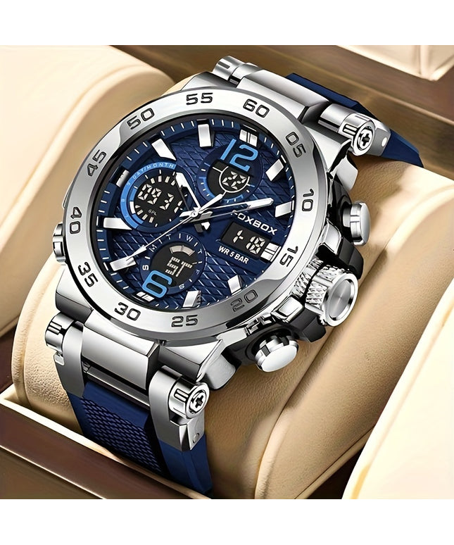 Men's Sports Watch, Dual Display Digital Quartz Watch, Alarm Clock Chronograph Multifunction Luminous Watch, Ideal choice for Gifts
