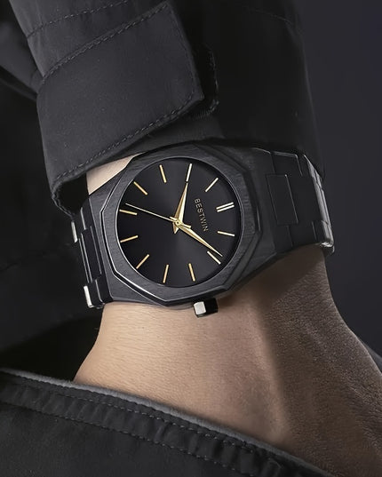 Fashion Men's Alloy Steel Band Quartz Watch, Simple Line Dial Business Men's Wrist Watch, Ideal Choice For Gifts