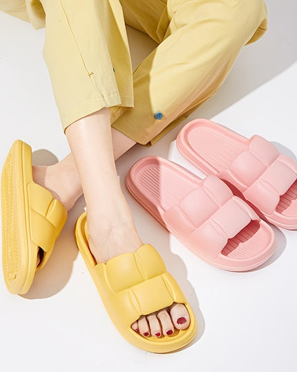 EVA Slippers with Anti-Slip Soft Sole & Quick-Dry Design - Lightweight Indoor/Outdoor House Shoes for Bathroom, Home, and Garden - Ergonomic Comfort, All-Season Wear, Stylish Striped Pattern (Hand Wash/Dry Clean), Indoor Slip