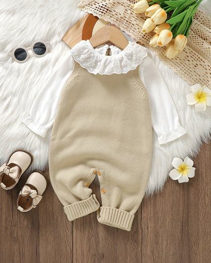 Baby Clothing Girl Baby Bodysuit Baby Love Jacquard Boys Knitted Bodysuit, Suitable For Indoor And Outdoor Wear