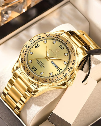 BINBOND Men'S Luxury Business Watch, Stainless Steel Band, Luminous Fashion Quartz, Round Dial, Calendar Feature, 30m Water Resistant, Battery Powered Electronic Movement