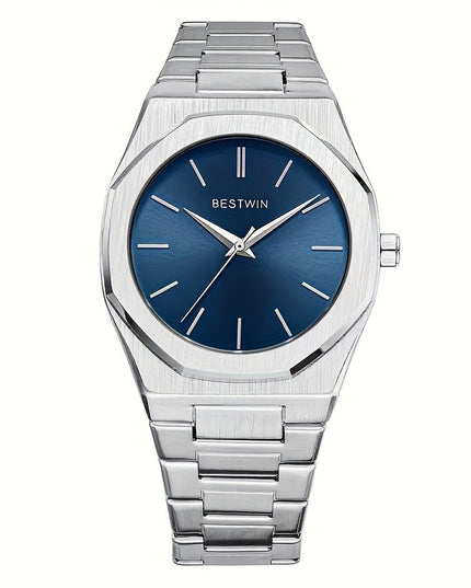 Fashion Men's Alloy Steel Band Quartz Watch, Simple Line Dial Business Men's Wrist Watch, Ideal Choice For Gifts