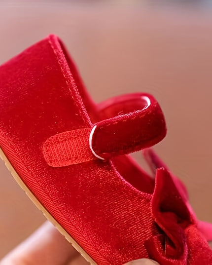 Baby Girls Mary Jane Flats With Bowknot First Walker Shoes Crib Shoes Princess Wedding Party Christmas Dress Shoes
