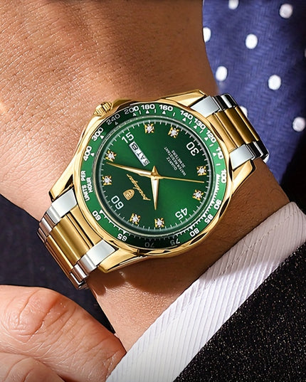 BINBOND Men'S Luxury Business Watch, Stainless Steel Band, Luminous Fashion Quartz, Round Dial, Calendar Feature, 30m Water Resistant, Battery Powered Electronic Movement