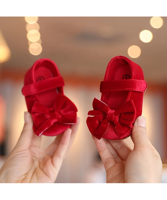 Baby Girls Mary Jane Flats With Bowknot First Walker Shoes Crib Shoes Princess Wedding Party Christmas Dress Shoes