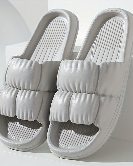 Elegant Women's Pillow Slides - Cushioned, Non-slip, Easy Slip-On Indoor Slippers, Minimalist and Stylish Comfort Footwear