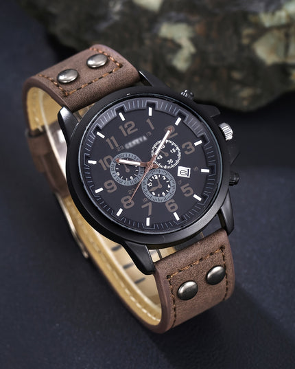 5pcs/set, Men's Fashion Casual Quartz Watch & Belt & Wallet & Glasses & Keychain